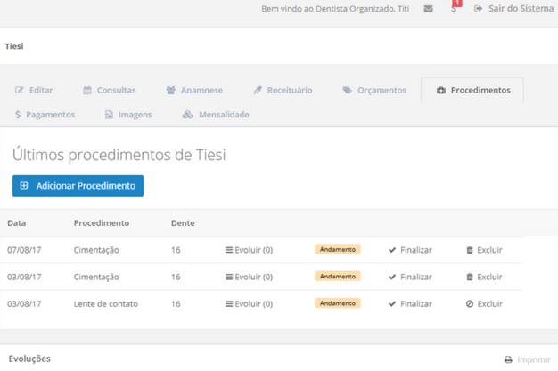 Procedimentos Dentista Organizado